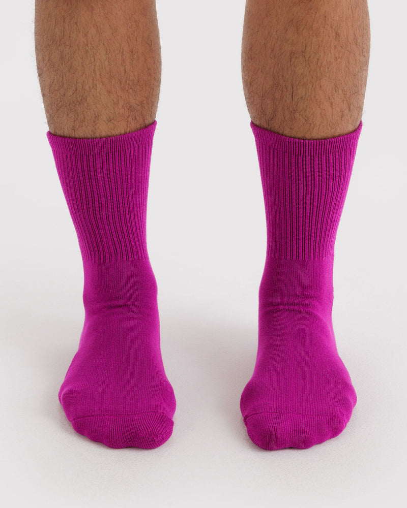 BAGGU Wholesale  Ribbed Sock - Deep Fuchsia