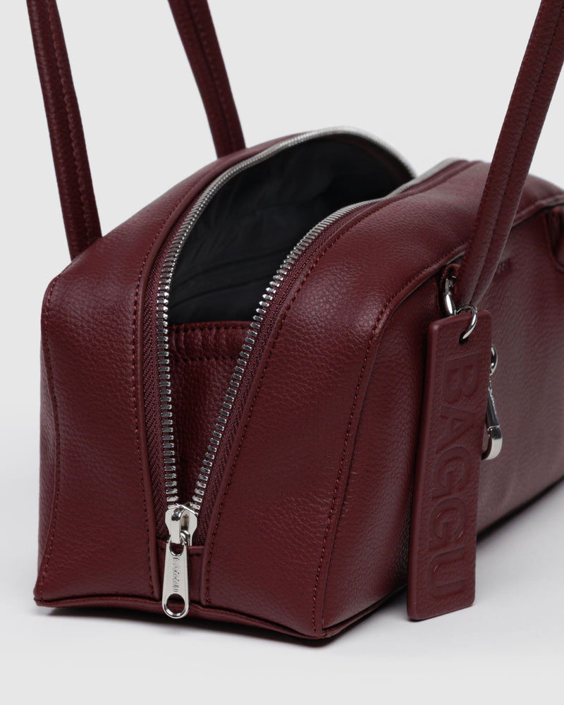 BAGGU Wholesale  Small Recycled Leather Bowler Bag - Mahogany