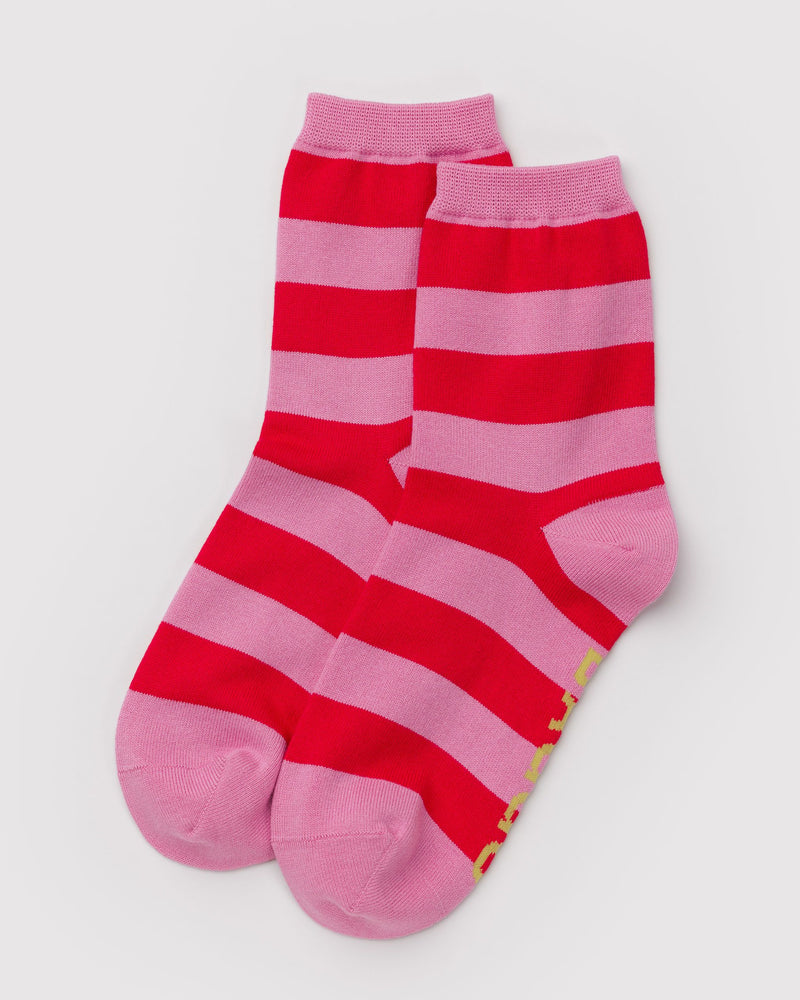 BAGGU Wholesale  Crew Sock - Pink Stripe