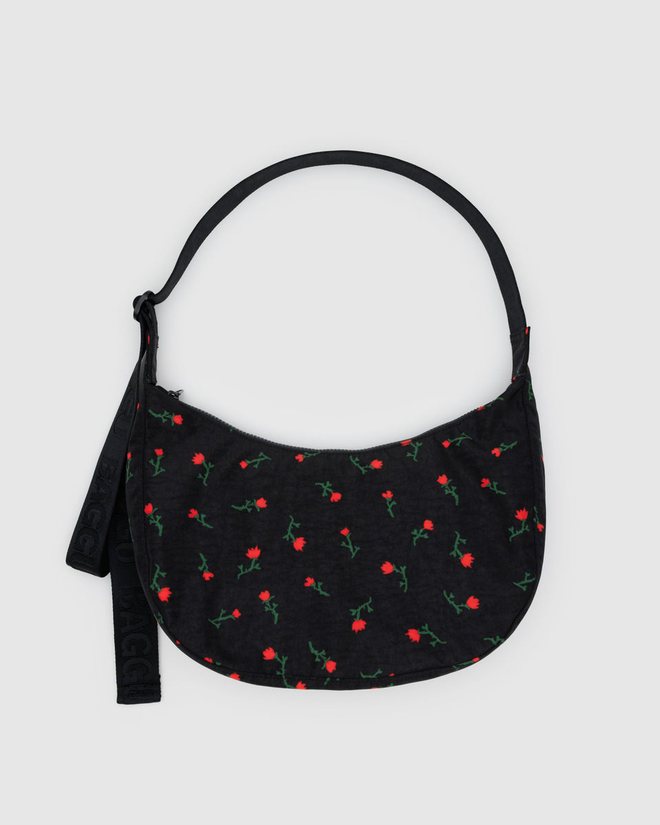 BAGGU Wholesale Cross Body Medium Nylon Crescent Bag - Painted Wildflower
