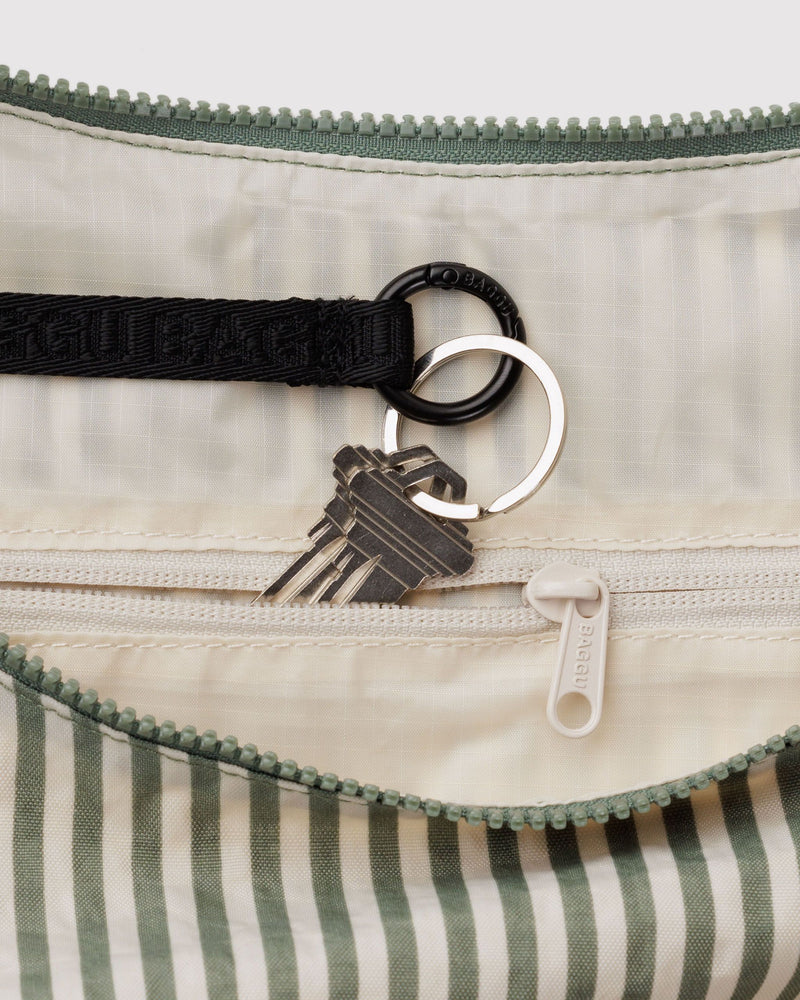 BAGGU Wholesale  Large Nylon Crescent Bag - Sage Stripe