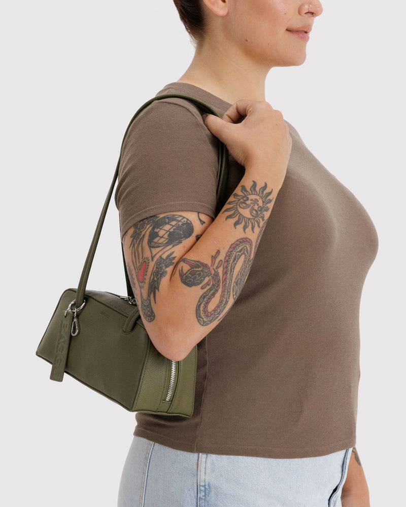BAGGU Wholesale  Small Recycled Leather Bowler Bag - Loden