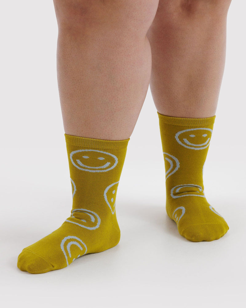 BAGGU Wholesale  Crew Sock - Ochre Happy