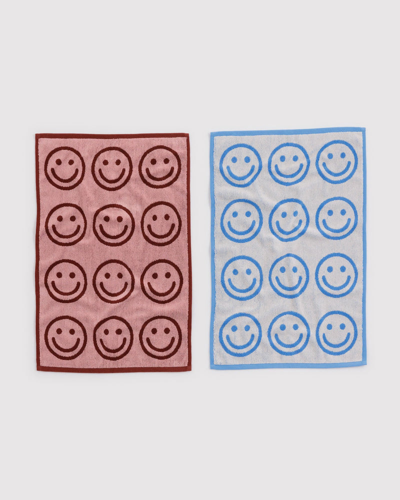 BAGGU Wholesale  Hand Towel Set of 2 - Sky Blue and Blush Happy