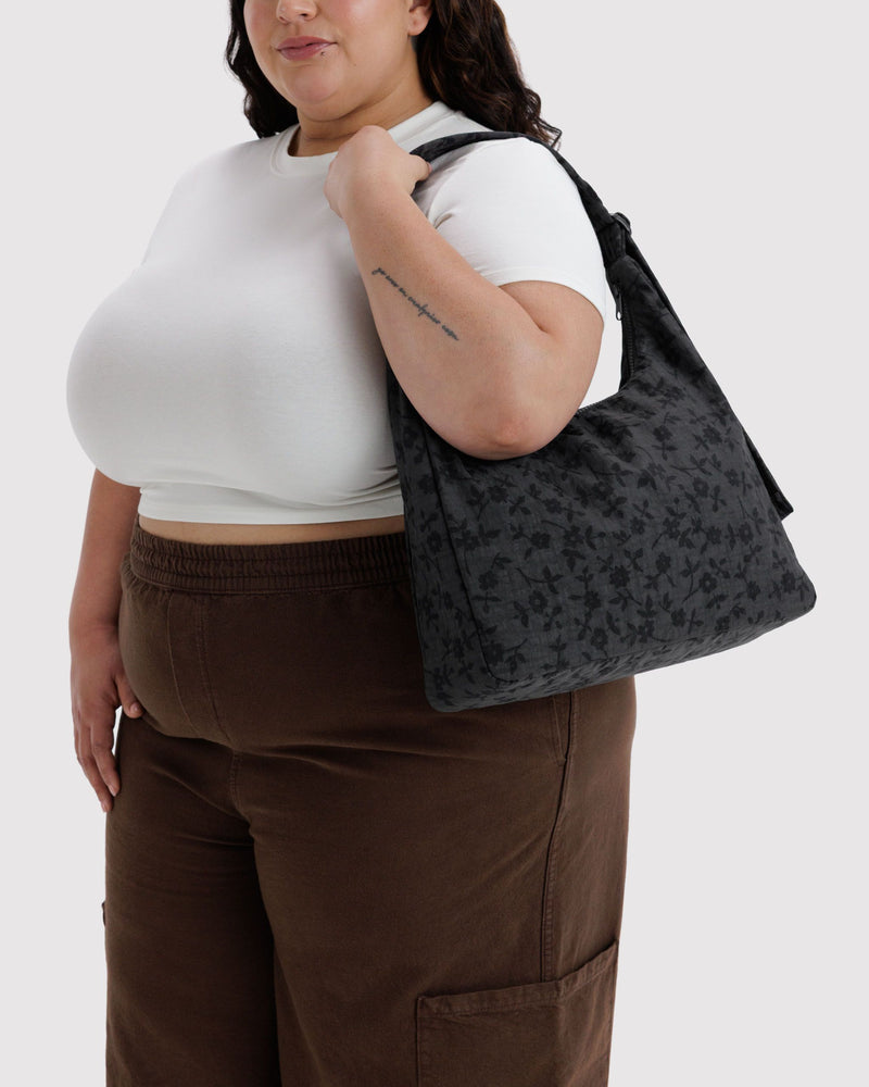 BAGGU Wholesale  Nylon Shoulder Bag - Charcoal Ditsy Floral