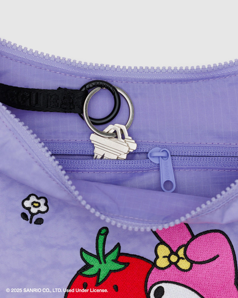 BAGGU Wholesale Cross Body Medium Nylon Crescent Bag - Embroidered My Melody Strawberry