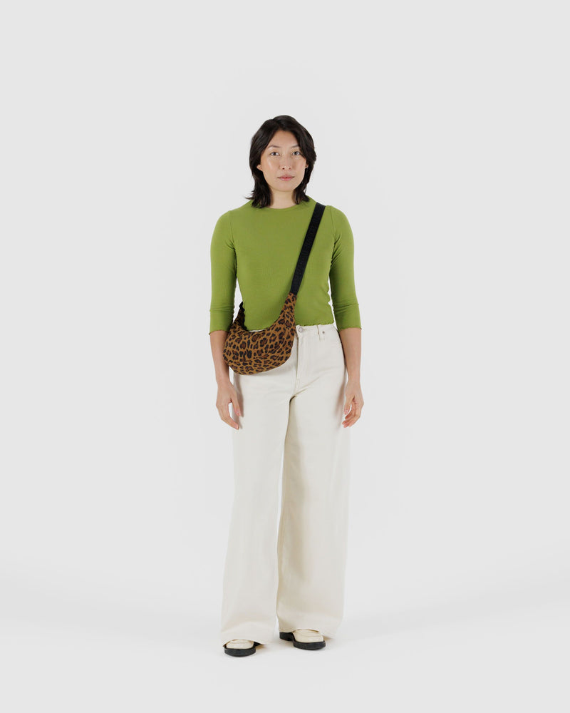 BAGGU Wholesale  Small Nylon Crescent Bag - Leopard