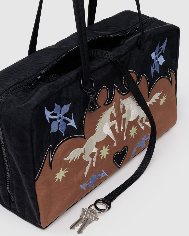 BAGGU Wholesale  Medium Nylon Bowler Bag - Western Appliqué