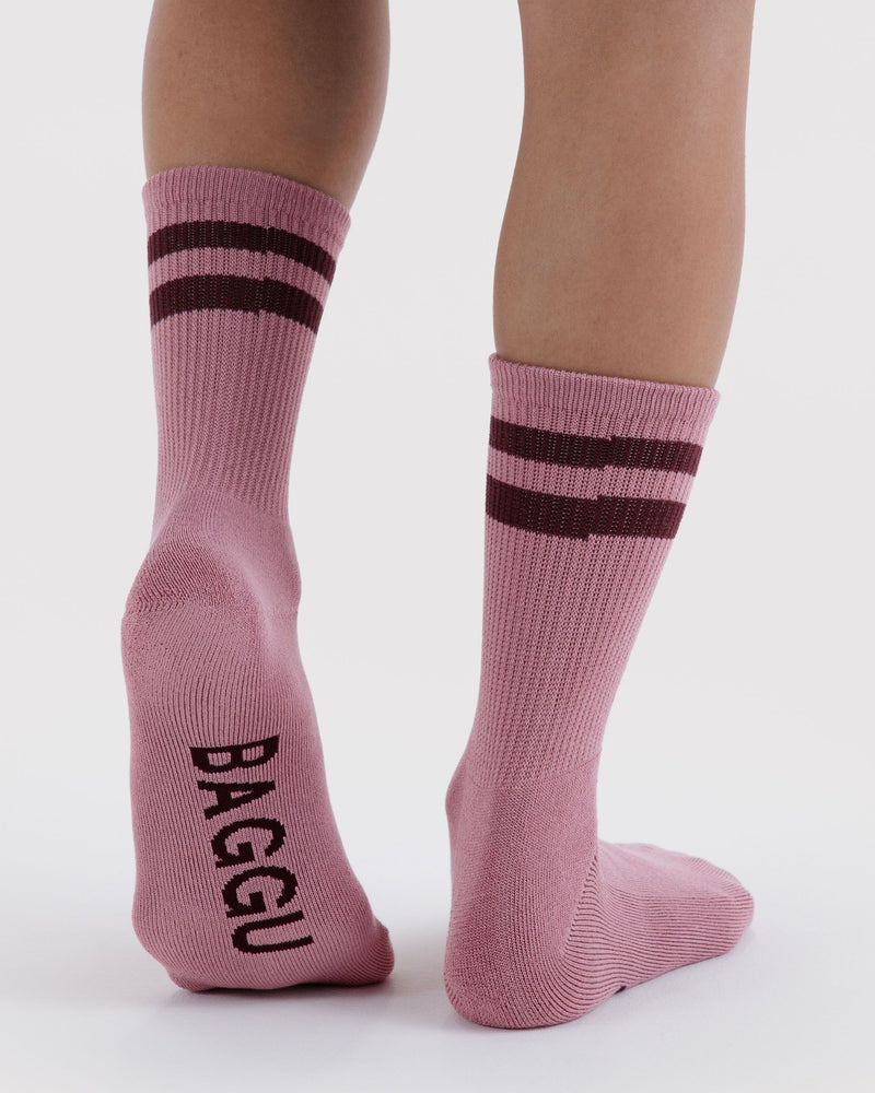 BAGGU Wholesale  Ribbed Sock - Wild Plum Stripe
