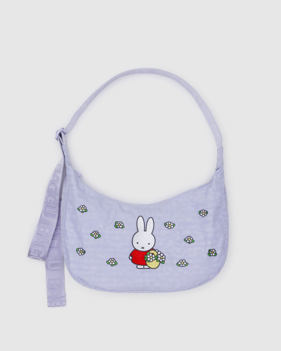 BAGGU Wholesale Cross Body Medium Nylon Crescent Bag - Embroidered Miffy