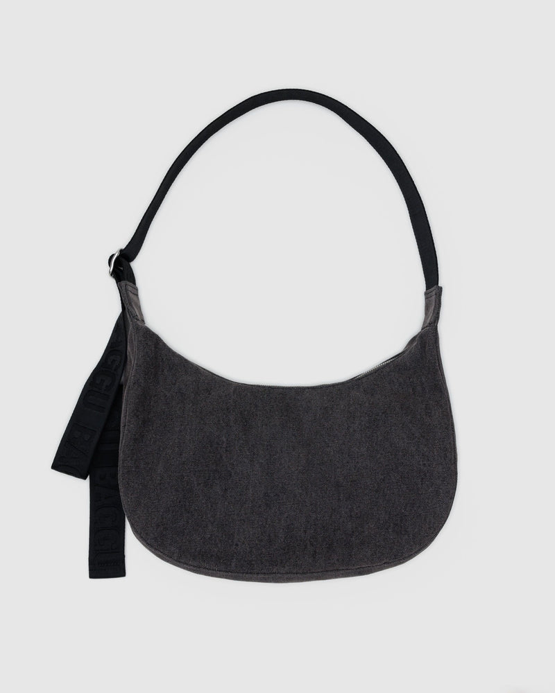 BAGGU Wholesale  Medium Denim Crescent Bag - Washed Black Denim