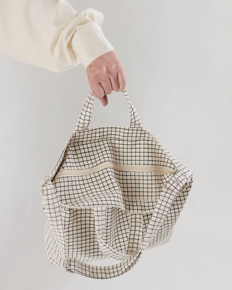 BAGGU Wholesale  Horizontal Zip Duck Bag - Natural Grid