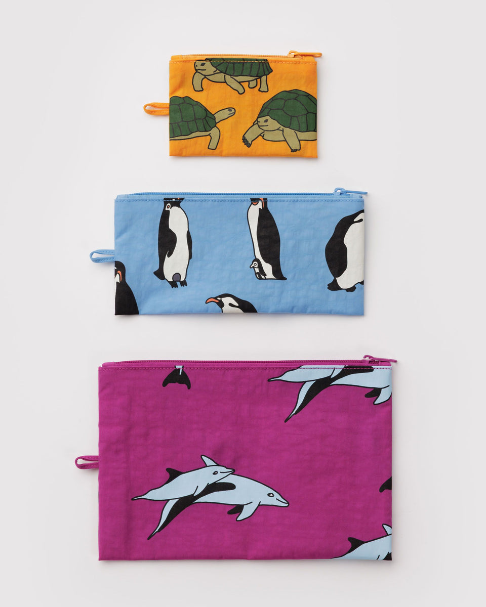 BAGGU Wholesale Pouches Flat Pouch Set - Vacation Animals