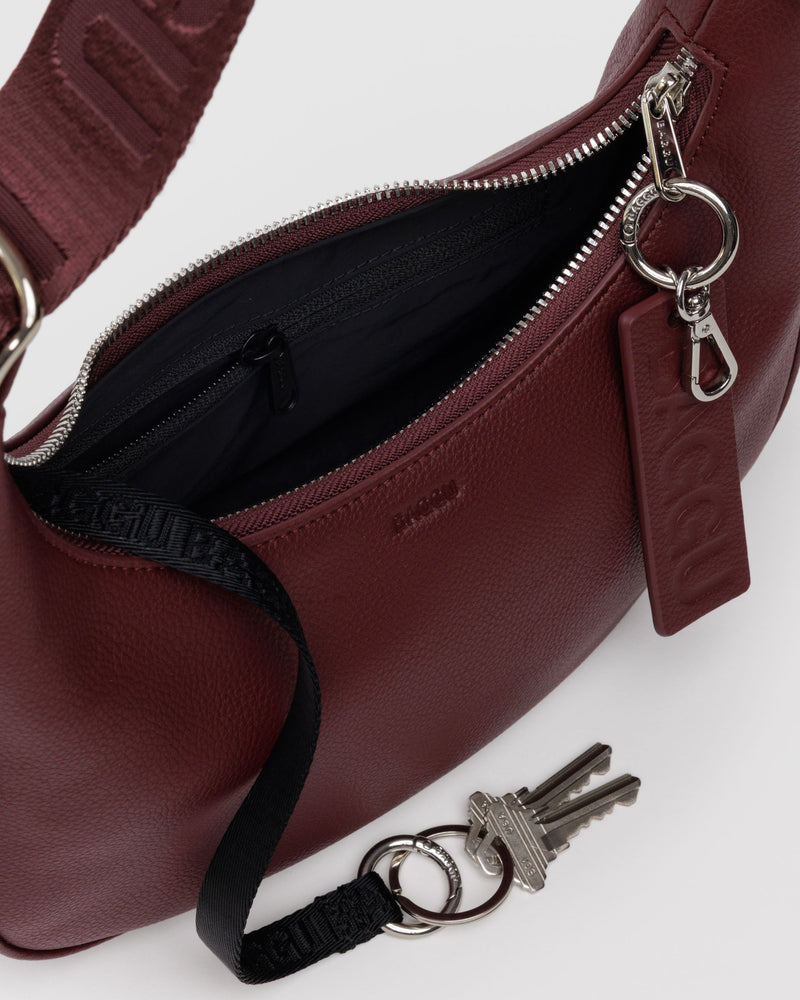 BAGGU Wholesale  Small Recycled Leather Crescent Bag - Mahogany