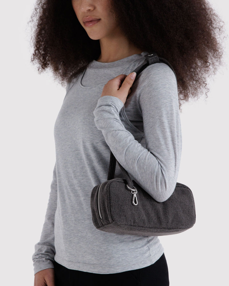 BAGGU Wholesale  Small Denim Bowler Bag - Washed Black Denim