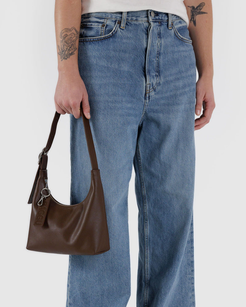 BAGGU Wholesale  Mini Recycled Leather Shoulder Bag - Brown