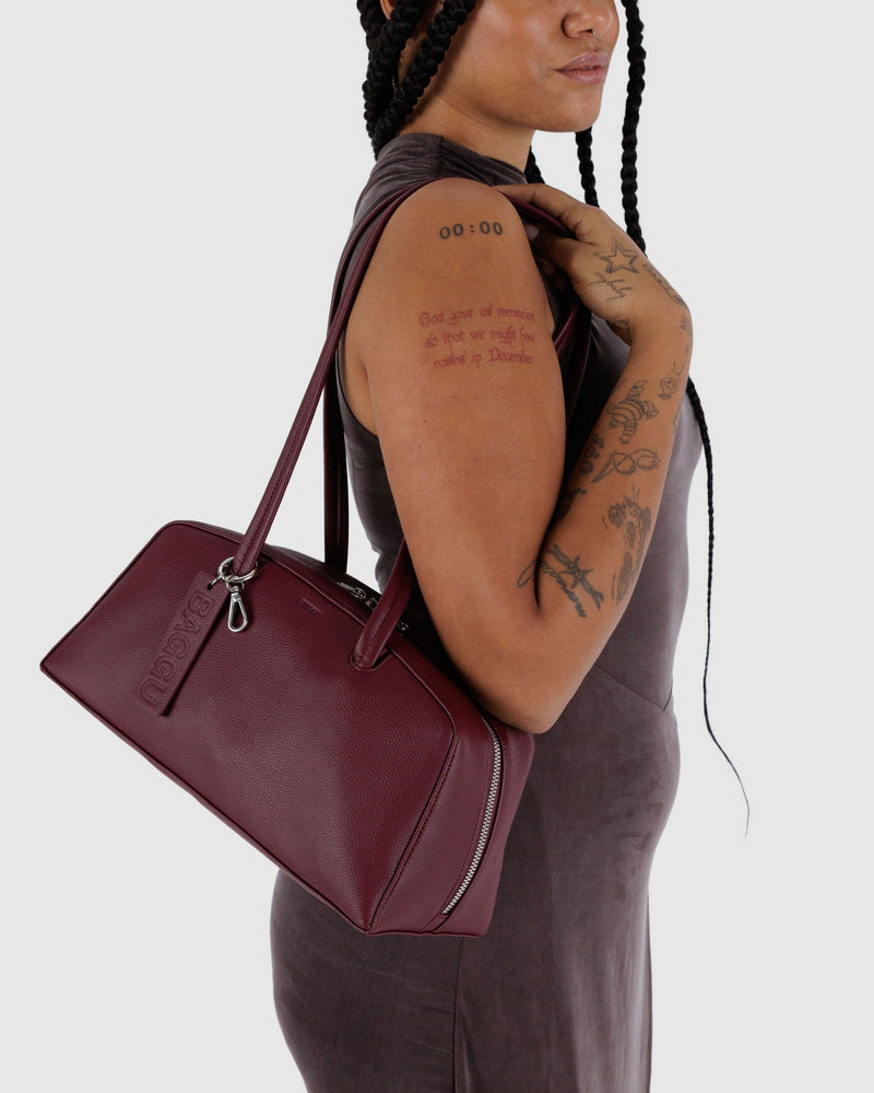 BAGGU Wholesale  Recycled Leather Bowler Bag - Mahogany