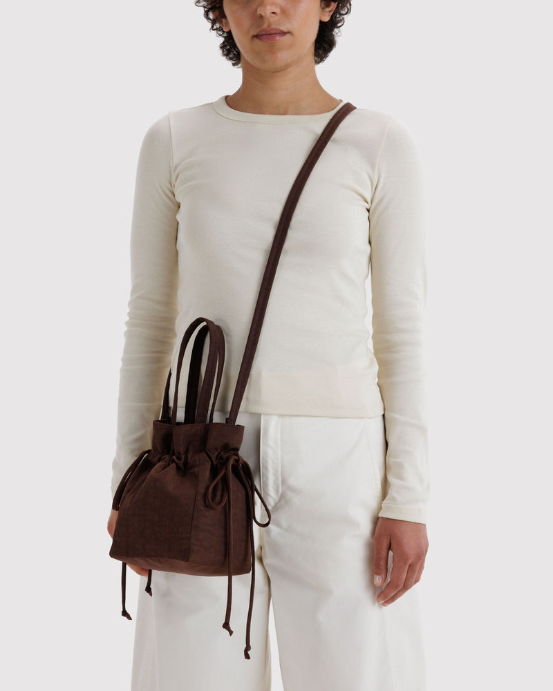 BAGGU Wholesale  Nylon Drawstring Bag - Coffee