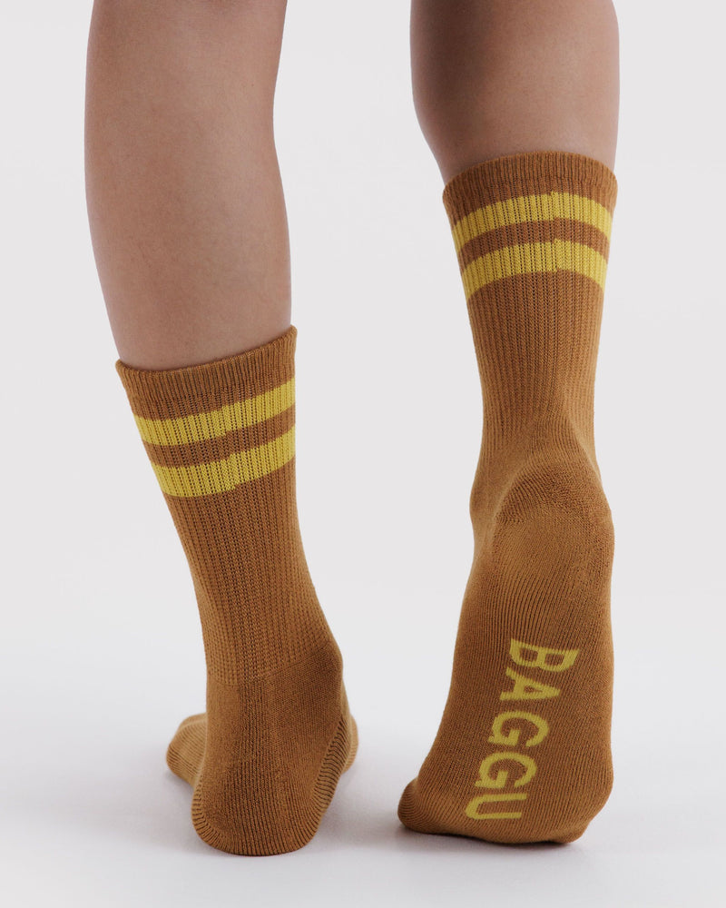 BAGGU Wholesale  Ribbed Sock - Toffee Stripe