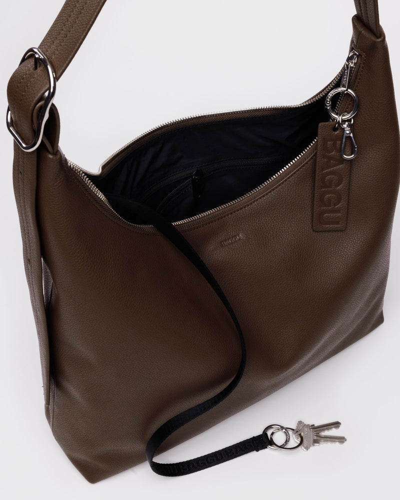 BAGGU Wholesale  Recycled Leather Shoulder Bag - Brown