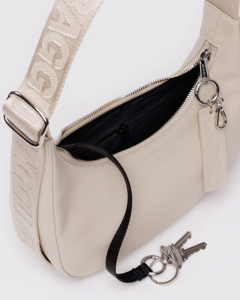 BAGGU Wholesale  Small Recycled Leather Crescent Bag - Stone