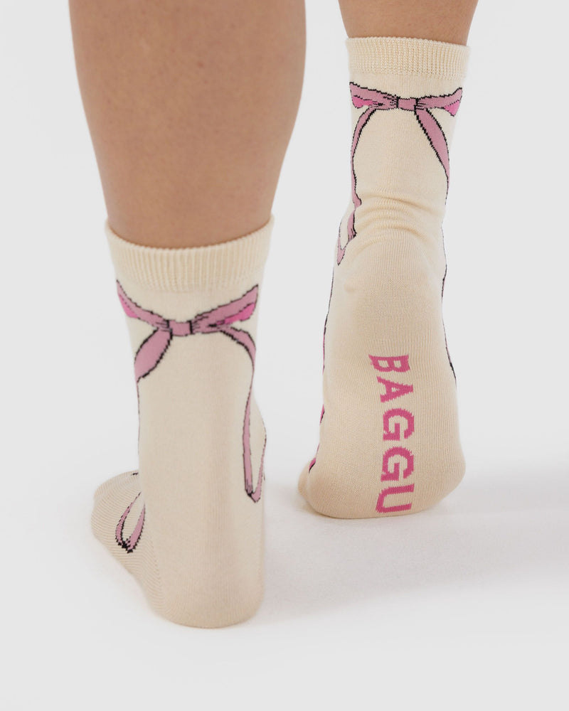 BAGGU Wholesale  Crew Sock - Pink Bow