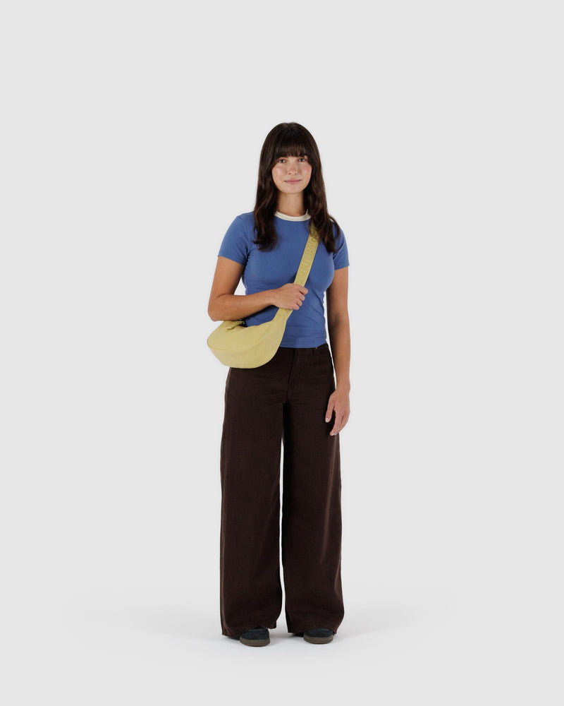 BAGGU Wholesale  Small Recycled Leather Crescent Bag - Straw