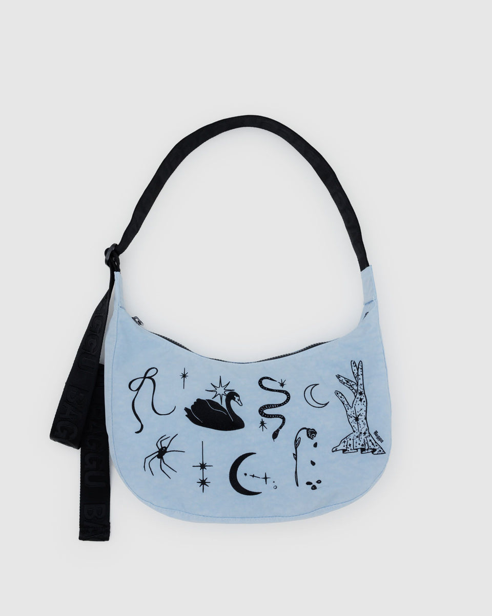 BAGGU Wholesale Cross Body Medium Nylon Crescent Bag - Embroidered Ballet Icons