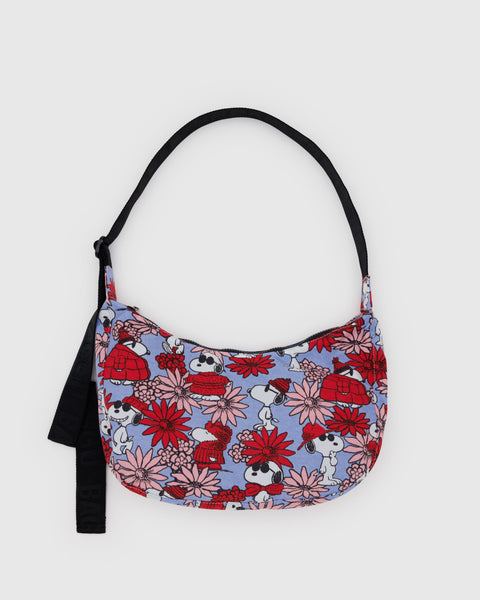 BAGGU Wholesale Shop All Medium Nylon Crescent Bag - Floral Snoopy