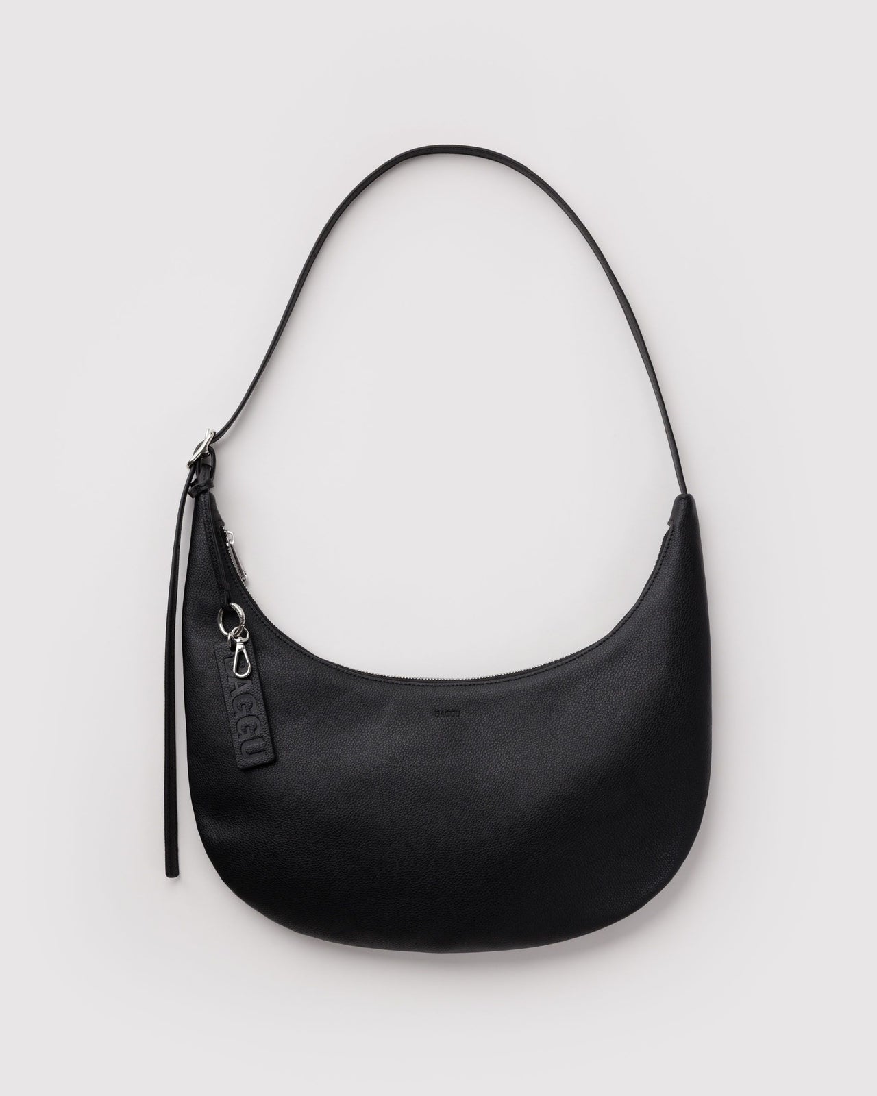 Medium Recycled Leather Flat Crescent - Black
