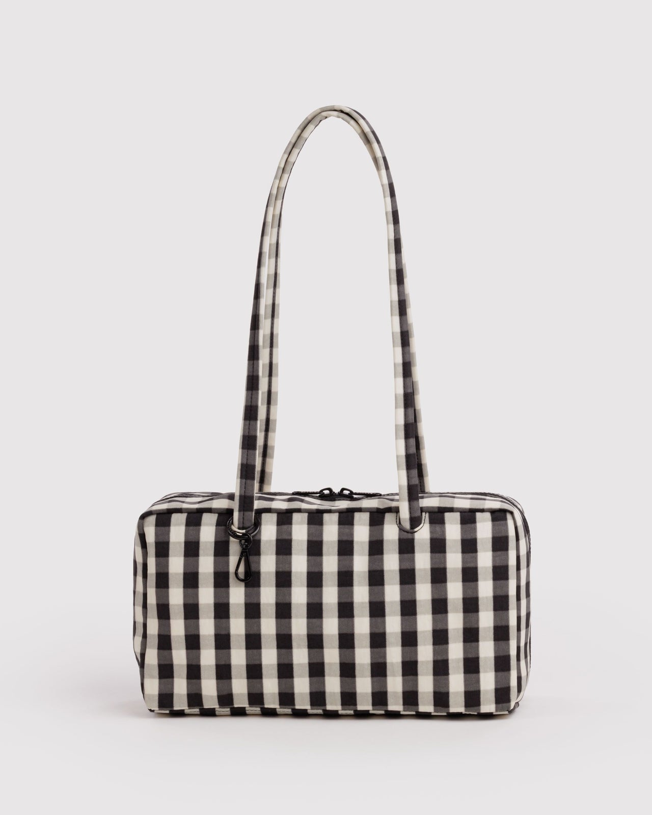 Nylon Bowler Bag - Black and Cream Gingham