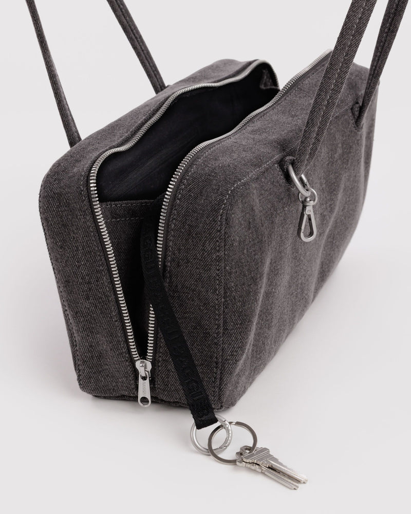 BAGGU Wholesale  Denim Bowler Bag - Washed Black Denim
