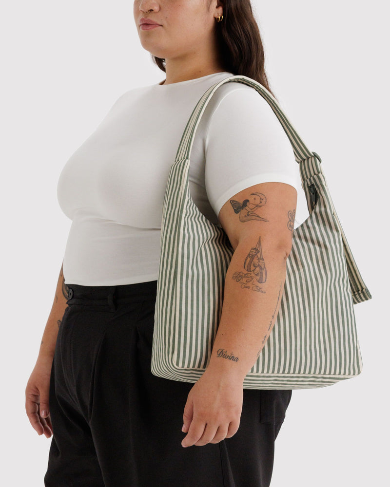BAGGU Wholesale  Nylon Shoulder Bag - Sage Stripe