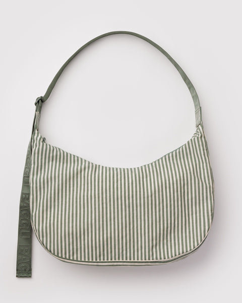 BAGGU Wholesale Shop All Large Nylon Crescent Bag - Sage Stripe