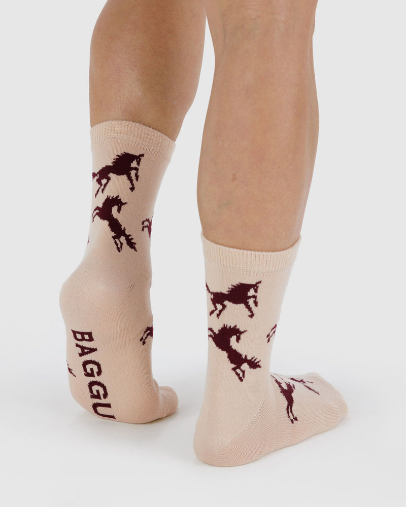 BAGGU Wholesale  Crew Sock - Horses
