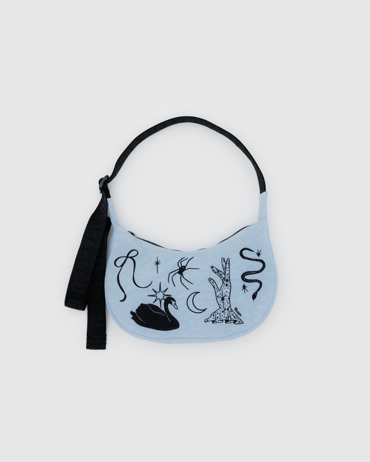 Small Nylon Crescent Bag - Embroidered Ballet Icons