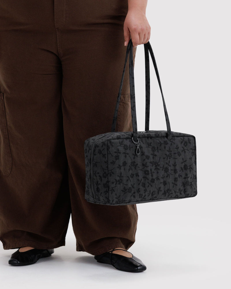 BAGGU Wholesale  Medium Nylon Bowler Bag - Charcoal Ditsy Floral