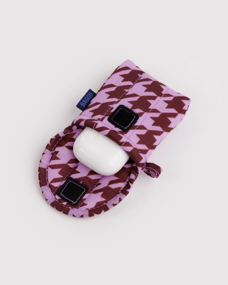 BAGGU Wholesale  Puffy Earbuds Case - Pink Houndstooth