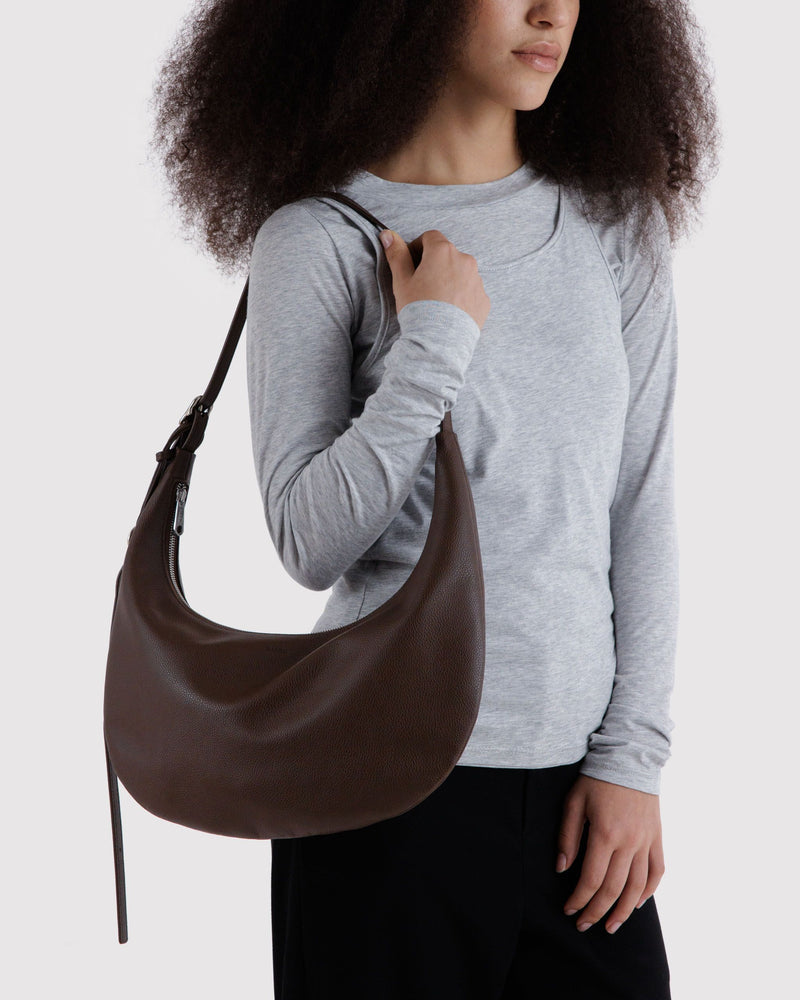 BAGGU Wholesale  Medium Recycled Leather Flat Crescent - Brown