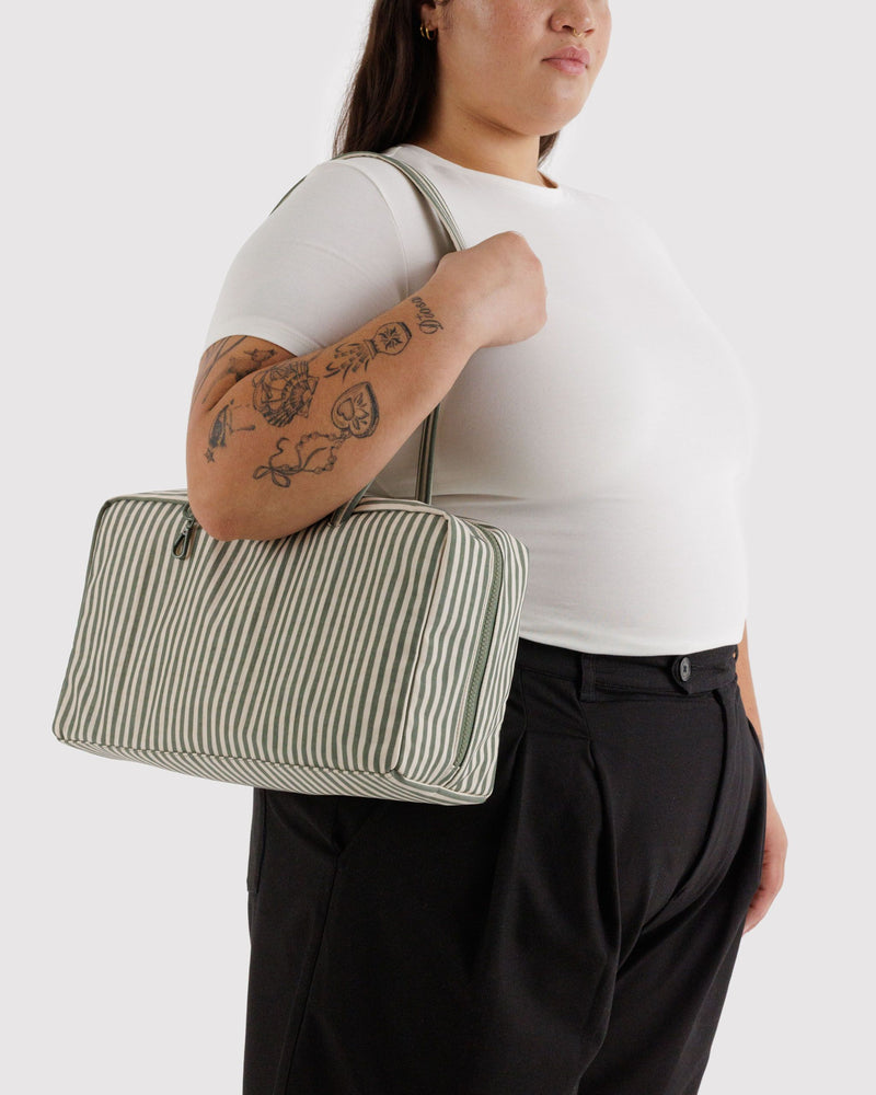 BAGGU Wholesale  Medium Nylon Bowler Bag - Sage Stripe