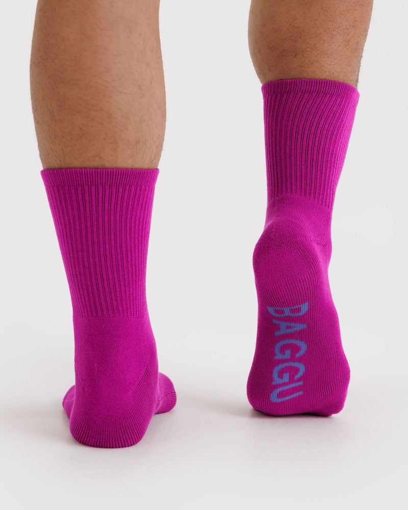 BAGGU Wholesale  Ribbed Sock - Deep Fuchsia