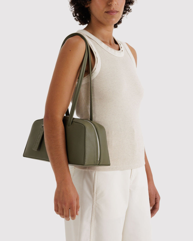 BAGGU Wholesale  Recycled Leather Bowler Bag - Loden