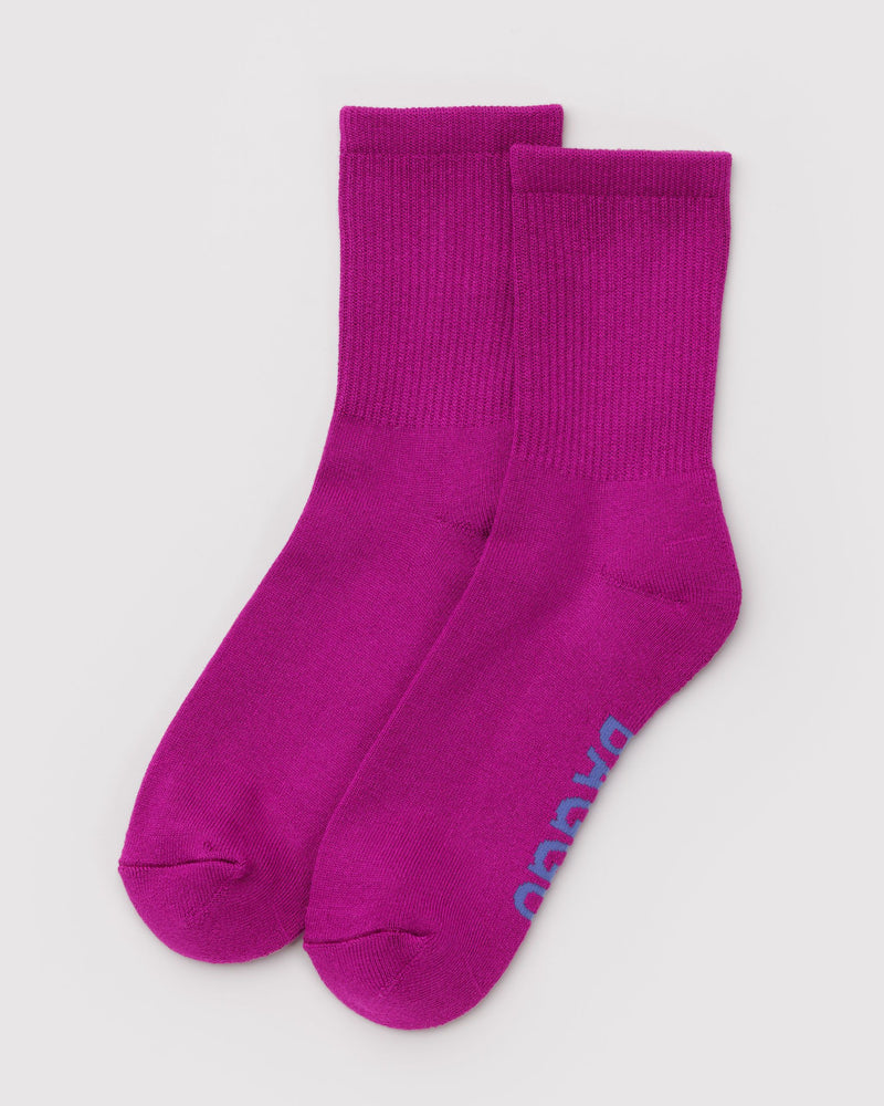BAGGU Wholesale  Ribbed Sock - Deep Fuchsia