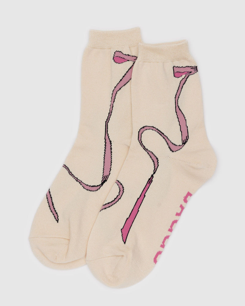 BAGGU Wholesale  Crew Sock - Pink Bow