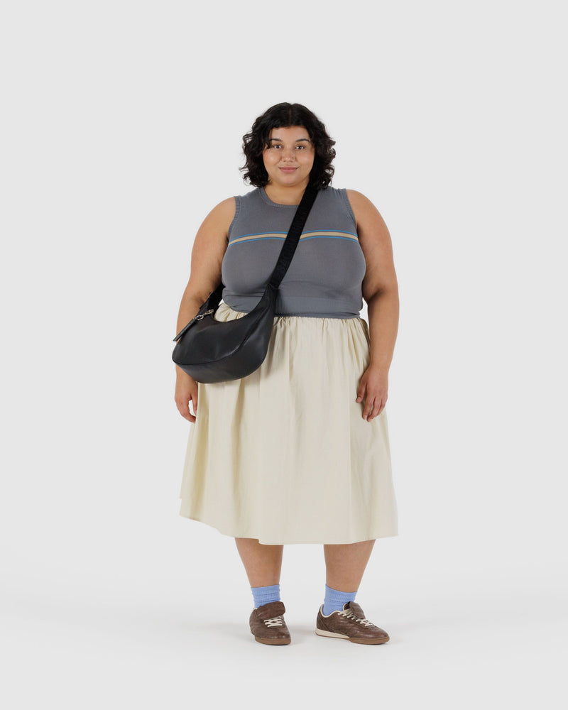 BAGGU Wholesale  Medium Recycled Leather Crescent Bag - Black