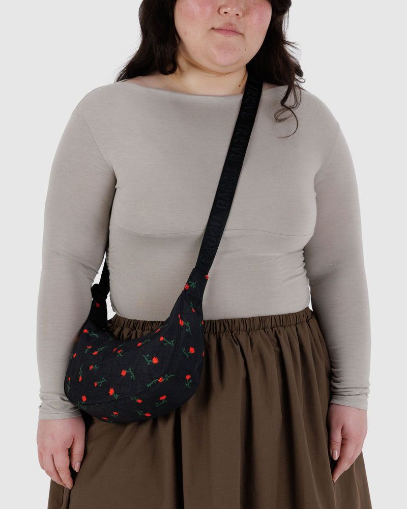 BAGGU Wholesale  Small Nylon Crescent Bag - Painted Wildflower