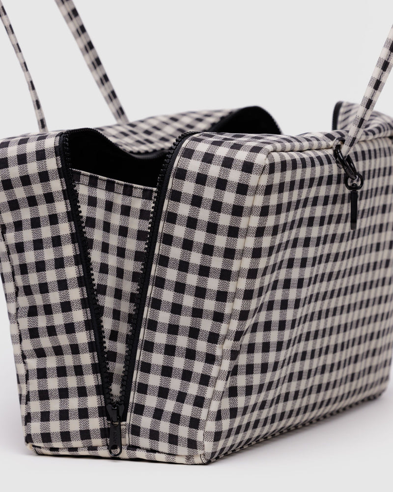 BAGGU Wholesale  Medium Nylon Bowler Bag - Black & White Gingham
