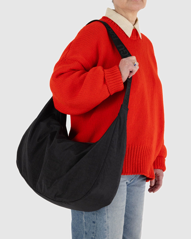 BAGGU Wholesale Cross Body Large Nylon Crescent Bag - Black