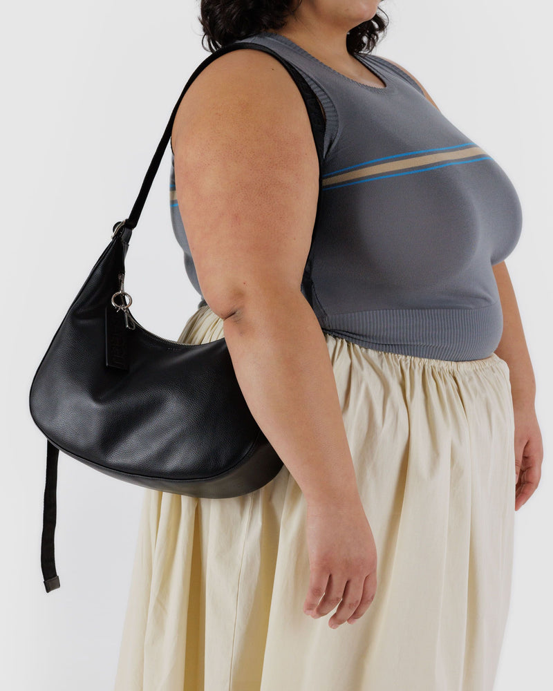 BAGGU Wholesale  Medium Recycled Leather Crescent Bag - Black