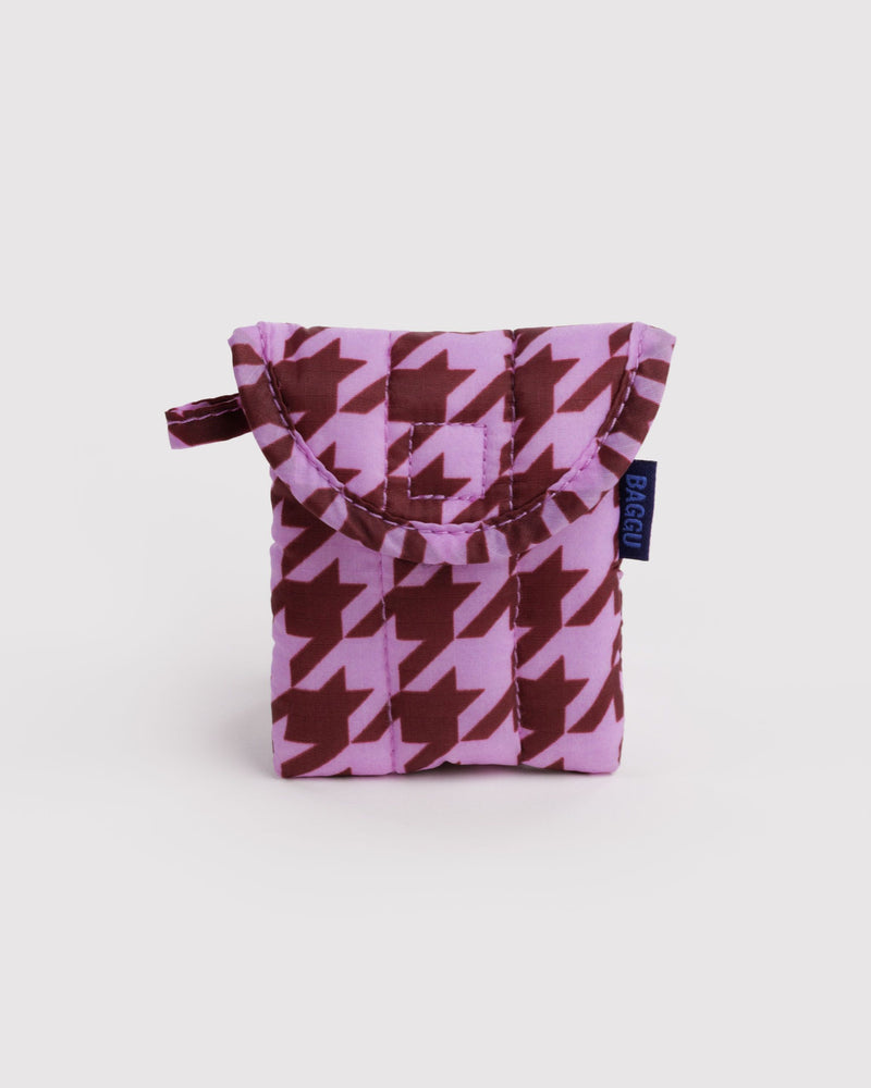 BAGGU Wholesale  Puffy Earbuds Case - Pink Houndstooth